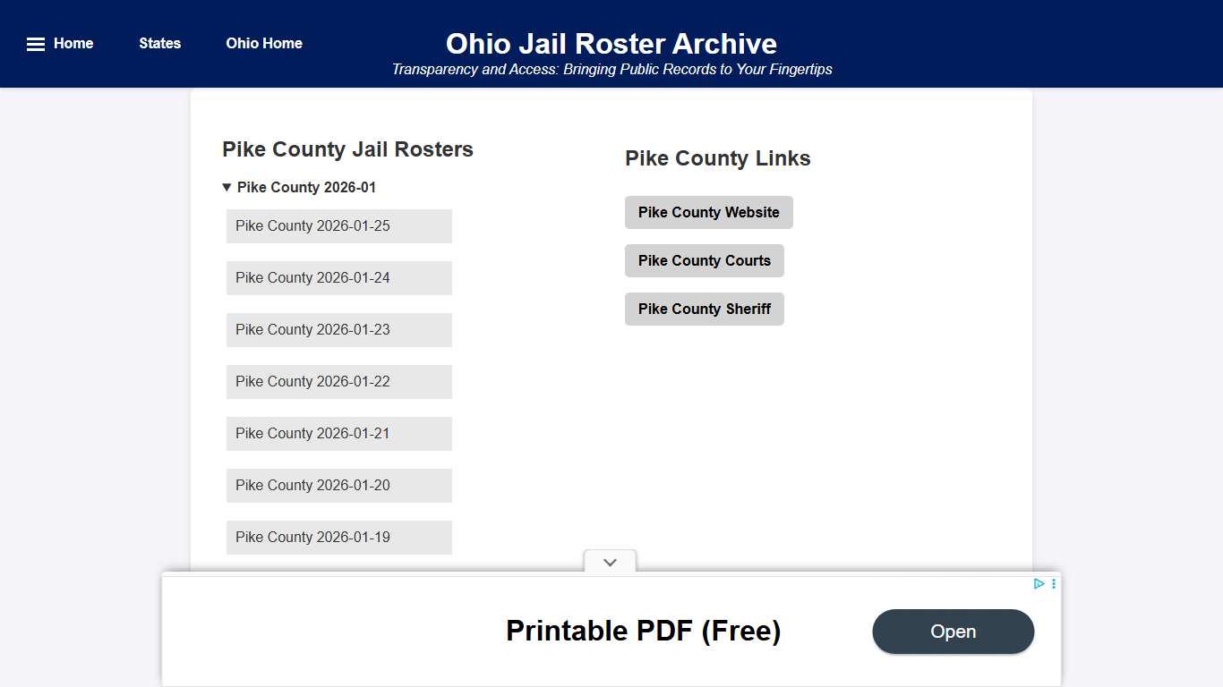 Pike County - Ohio Jail Rosters